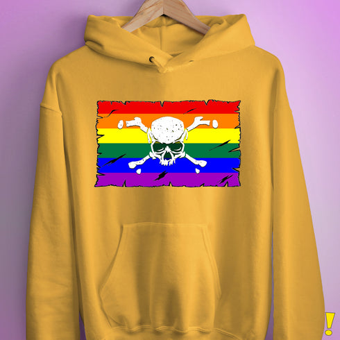 LGBTQ Rainbow Pride Pirate Flag Hoodie - Mustard